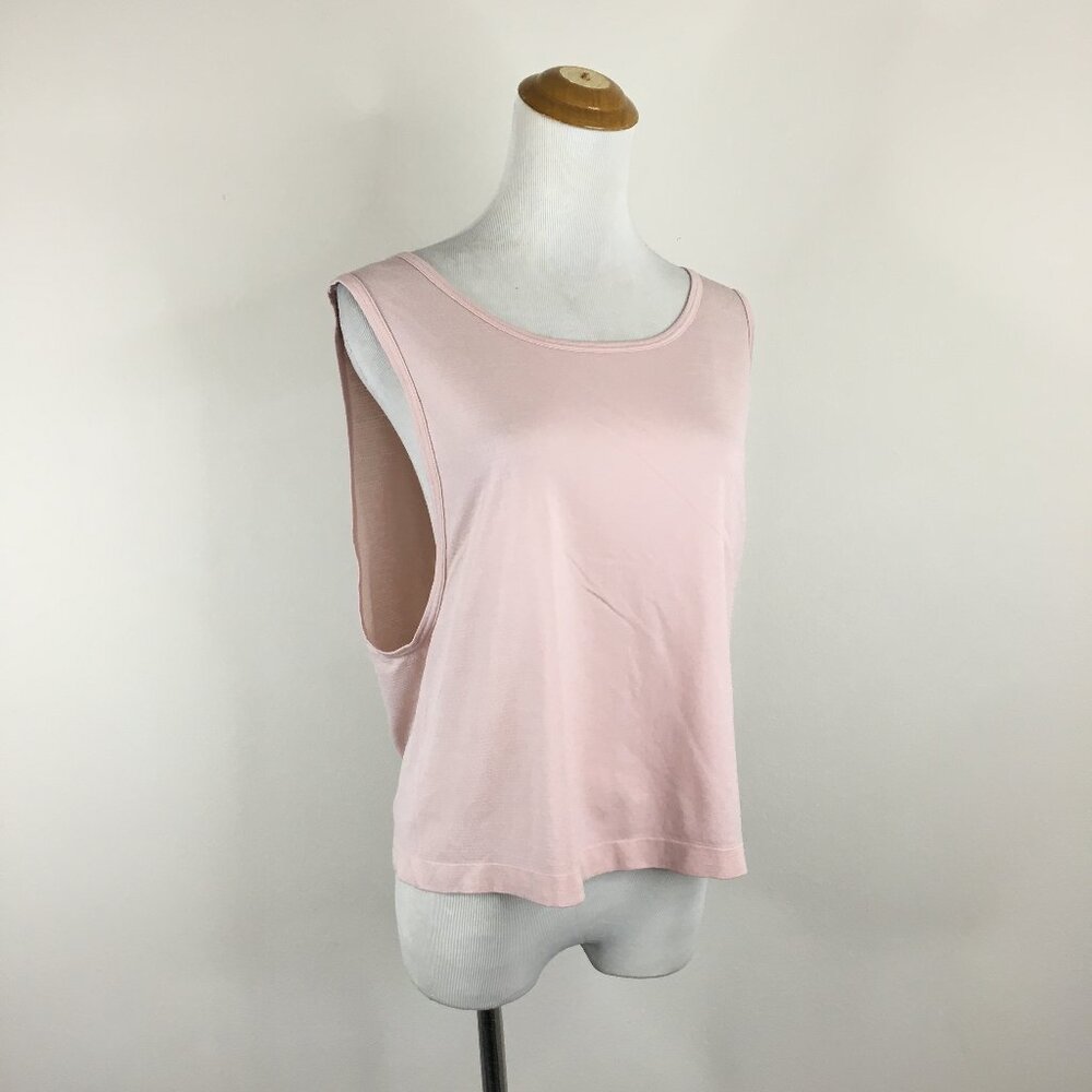 UNDER ARMOUR Pink/White'ish Wide Armhole Wide Body Active Crop Tank Top